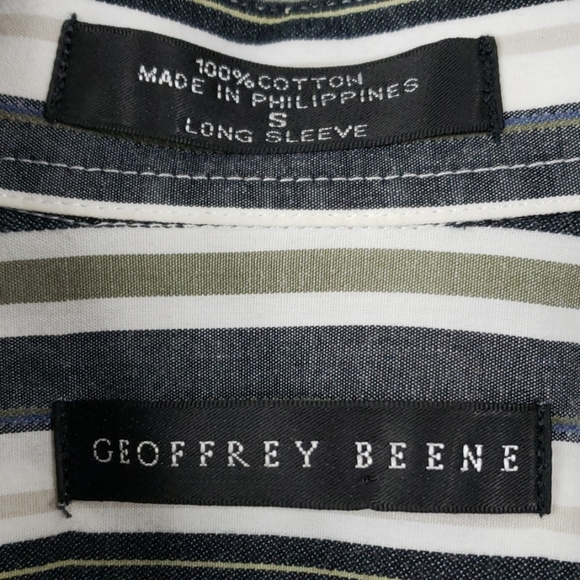 ❤ Geoffrey Beene Striped Small White Black Shirt - Picture 2 of 3